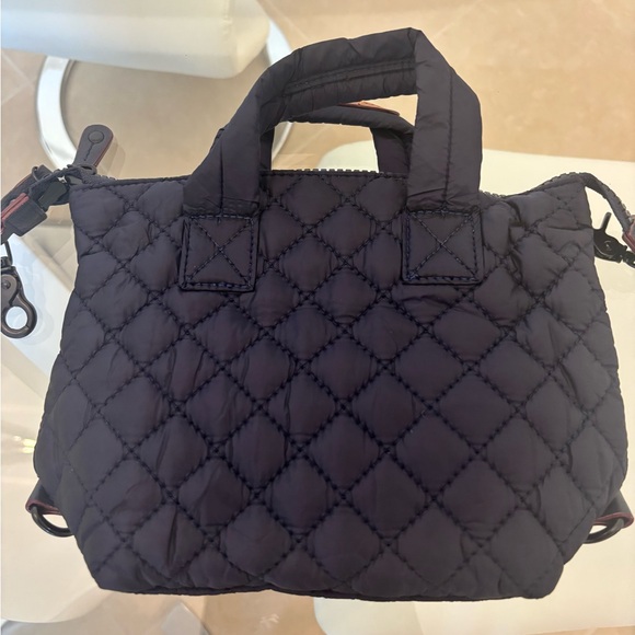 Quilted Black Tote Bag Navy Small
